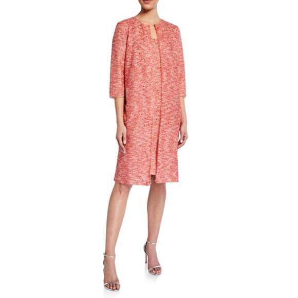 $1995 st John collection beaded confetti tweed long jacket women size 8